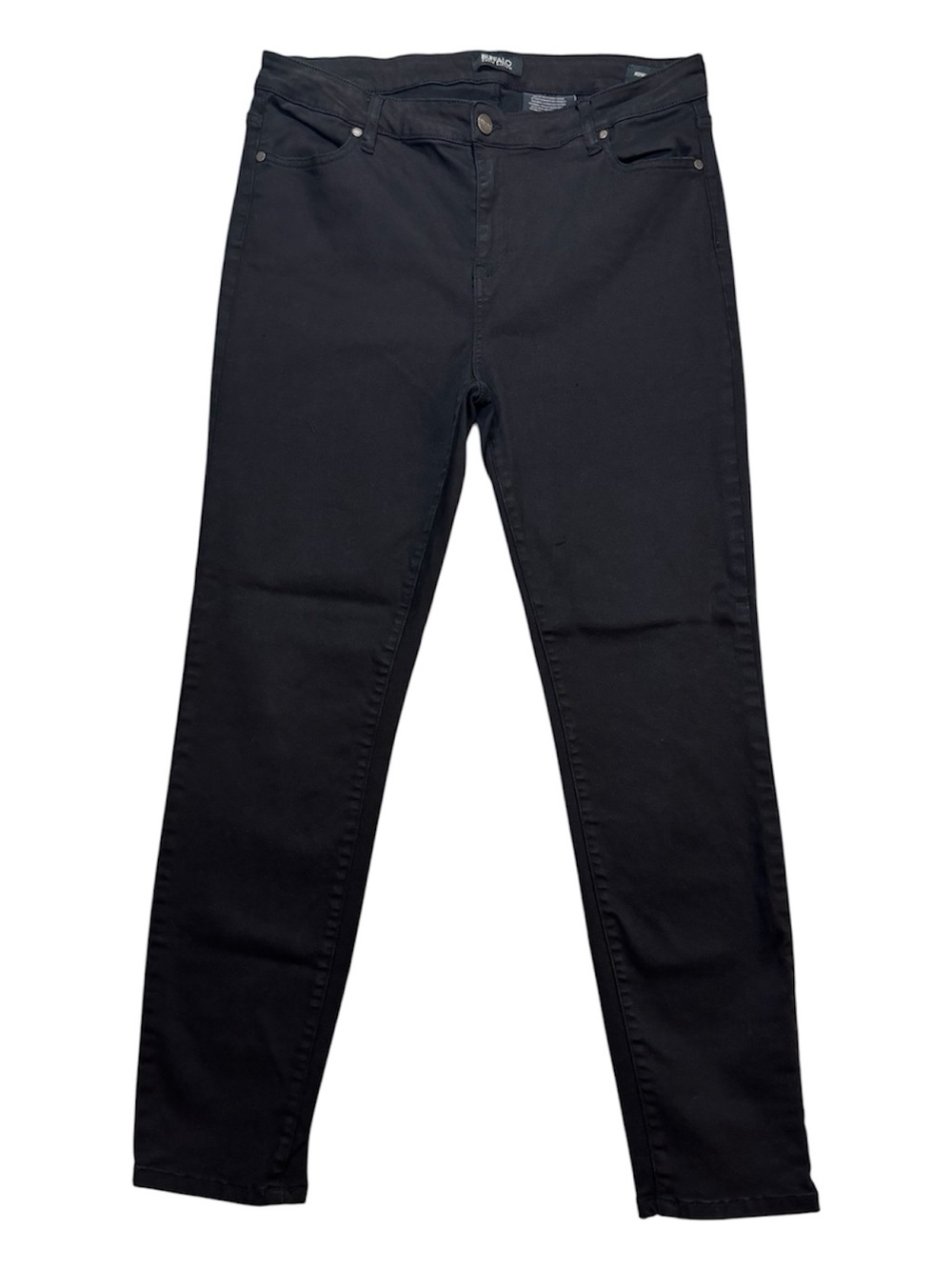Buffalo Jeans, Royal Mid-Rise Stretch Skinny, Black, 14, 34x29, David Bitton